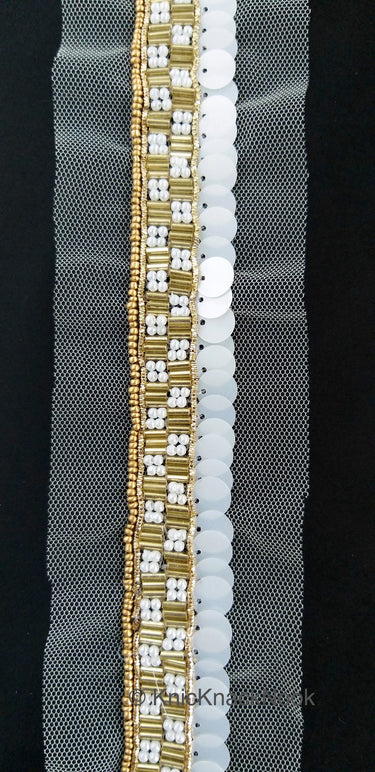 White Net Lace, Exclusive Laces, Sequinned Trimming